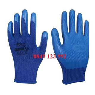 Bịch 12 đôi găng tay bảo hộ lao động phủ plastic A688, găng tay lao động, găng tay 688