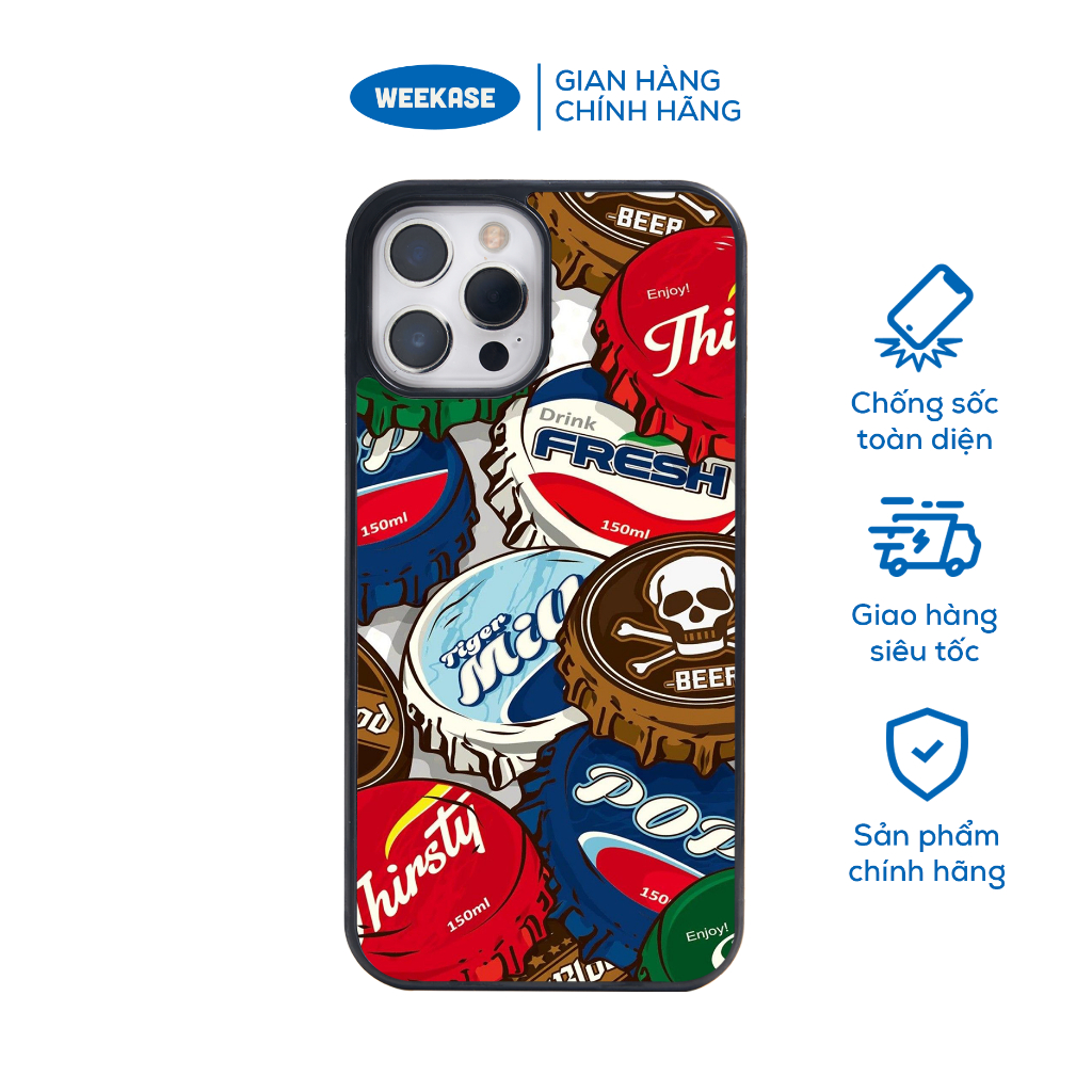 Ốp lưng iPhone viền đen, trắng chống sốc chống va đập Weekase in hình Drink Fresh - Màu in cực bền