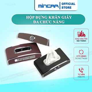 Hộp đựng giấy ăn trên xe ô tô tích hợp đồng hồ, bảng số điện thoại