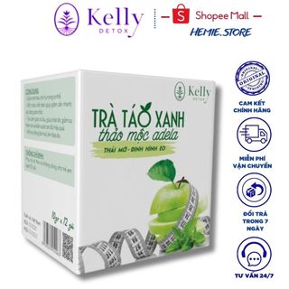 Trà Táo Xanh kelly detox giảm cân, thảo mộc xanh định hình eo thon,dáng đẹp,thải mỡ hộp 12 gói