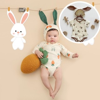 Body chip kèm mũ Bodysuit cho bé sơ sinh bé trai bé gái Áo liền quần Body tai thỏ cà rốt SLH191