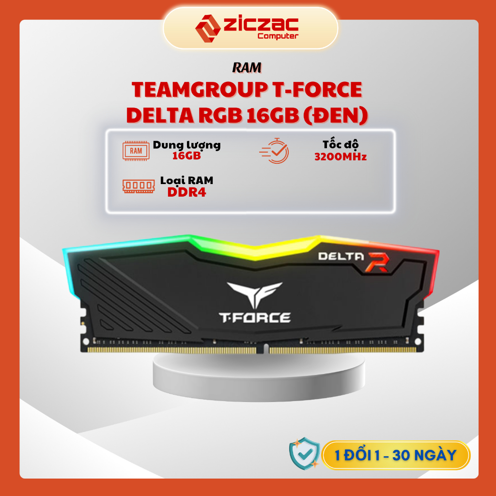 Ram TeamGroup T-Force DELTA RGB 8GB / 16GB DDR4 bus 3200 Mhz - chính hãng bảo hành 60 tháng