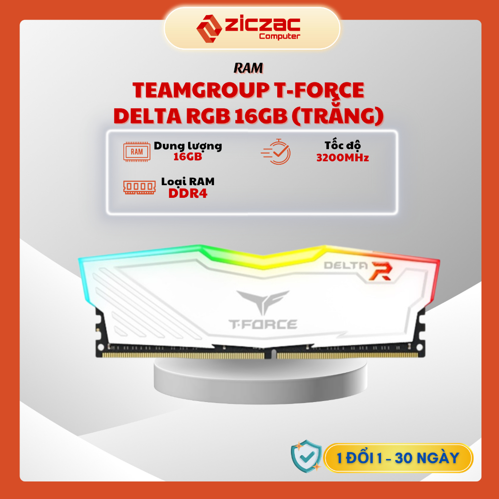 Ram TeamGroup T-Force DELTA RGB 8GB / 16GB DDR4 bus 3200 Mhz - chính hãng bảo hành 60 tháng