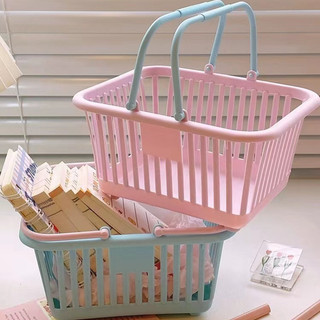 Rổ Nhựa Đựng Dụng Cụ Có Quai Xách Nhiều Kích Cỡ Nhiều Màu, Giỏ Đựng Tem Dán Và Phụ Kiện Học Tập Gọn Gàng