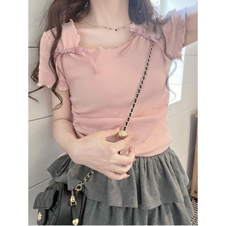 ÁO THUN CROPTOP HỒNG ĐÍNH HAI CÁI NƠ HỒNG BOONG STORE RNO21