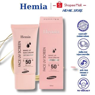 Kem Chống Nắng Hemia Hàn Quốc 50ml Chính Hãng nâng tone trắng da kiềm dầu cho mọi loại da