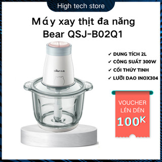 Máy xay thịt đa năng bear qsj-b02q1, cối thủy tinh 2l 300w, dao 4 lưỡi thép không gỉ