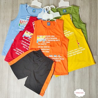 Đồ bộ bé trai mặc nhà 18kg - 26kg vải cotton mát mẻ, kiểu sát nách năng động. Bộ quần áo trẻ em nhiều màu cho bé trai