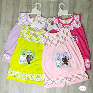 Đồ bộ bé gái mặc nhà 17kg - 25kg vải cotton mềm mịn, kiểu sát nách dễ thương. Bộ quần áo trẻ em cho bé gái