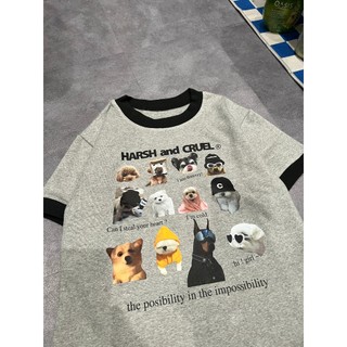 BABY TEE XÁM CHẤT COTTON DỆT NHIỀU CHÓ VÔ BỜ A74