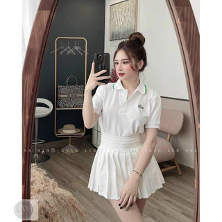 Áo polo cổ bẻ viền xanh nhỏ xinh