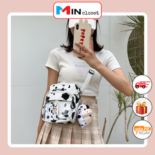 Túi Bò Sữa 💖 𝑭𝑹𝑬𝑬𝑺𝑯𝑰𝑷 💖 Túi Vải đeo chéo Canvas Nam Nữ Phong cách Hàn Quốc TV11