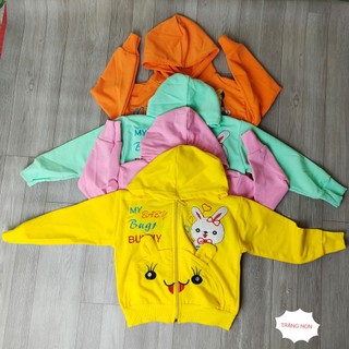 Áo khoác chống nắng cho bé gái có nón, vải thun cotton thông hơi tốt. Áo khoác cho bé nhiều màu (7kg - 19kg)