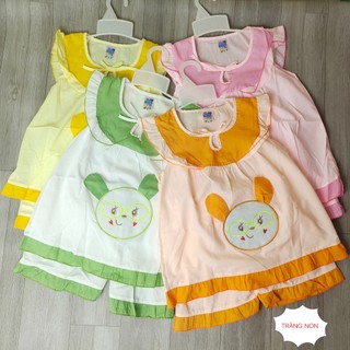Đồ bộ bé gái 17kg – 26kg vải kate mát mẻ, kiểu dáng tiểu thư. Bộ quần áo trẻ em mặc nhà, áo trơn màu