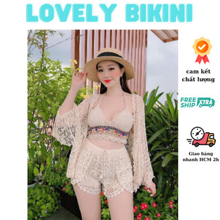 Set len cùng áo lưới đi biển siêu cute ( áo khoác tính riêng nha khách)