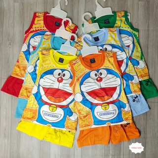 Đồ bộ bé trai mặc nhà 9kg -21kg kiểu sát nách vải thun lạnh mát mẻ, năng động in hình dễ thương. Bộ quần áo bé trai