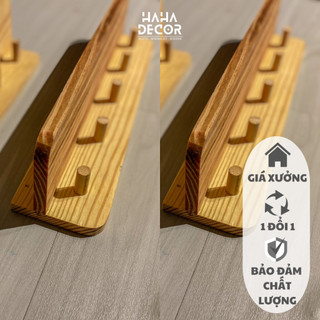 Kệ gỗ treo tường 5 móc móc gỗ gắn tường decor kgtt01