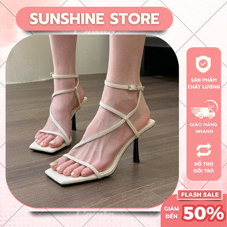 Giày cao gót đế nhọn 7P quai mảnh, sandal cao gót 7 phân quai ngang dây mảnh hottrend 2024 Sunshine Store A075