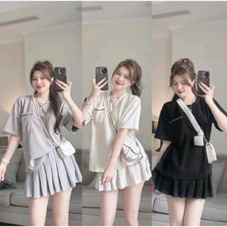 Set thun bigsize 45-90kg áo form rộng chân váy thun tennis có lót chất liệu thun gân tăm