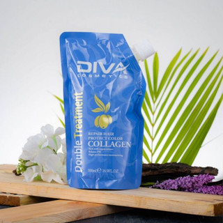 Kem Ủ Tóc, Hấp Tóc phục hồi tóc hư tổn Diva túi 500ml, collagen & keratin dưỡng tóc mượt chăm sóc tóc khô xơ uốn nhuộm