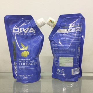 Diva - dầu hấp ủ dưỡng ẩm phục hồi siêu mềm mượt diva collagen 500ml alya