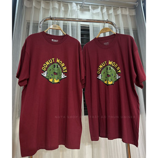 ÁO THUN UNISEX ĐỎ ĐÔ DONUT ĐỦ SIZE kèm ảnh thật