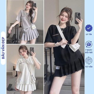 ĐẦM VÁY THỜI TRANG CỘC TAY MÙA HÈ GỒM ÁO VÀ CHÂN VÁY XẾP LY CỰC XINH V787 - VÁY NỮ HOTTREND HÀNG THIẾT KẾ