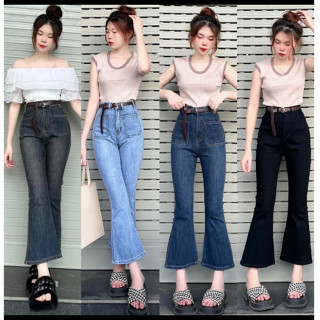 [ M468 ] Quần jean ống loe lở 9 tất co dãn, Quần ống bass tốn dáng dành cho nấm lùn