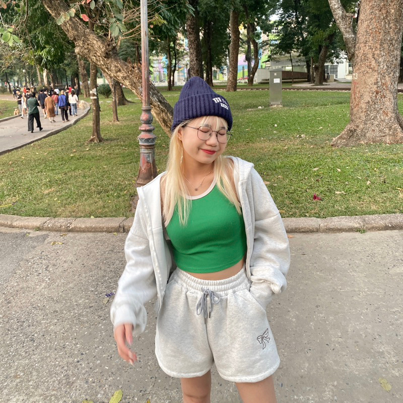 Quini.made - RIBBON SHORT- Quần Nỉ Short Đùi Thêu Nơ Chất Nỉ Cotton Lót Bông - by QUINI STORE