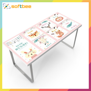 Decal dán bàn học in hình 7 ô động vật, chất liệu decal chống nước có sẵn keo mặt sau