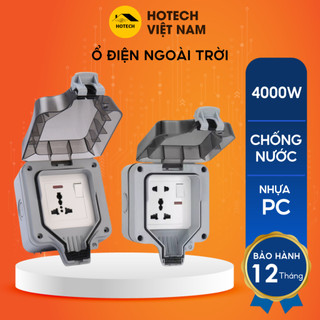 Ổ cắm điện ngoài trời IP66 4000W chống nước an toàn có công tắc nguồn toàn ổ vỏ nhựa PC chống cháy Hotech OD10H