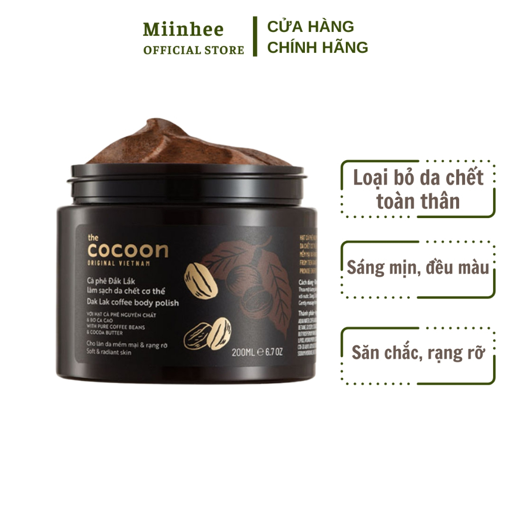 Cà phê Đắk lắk làm sạch da chết Cocoon 200ml