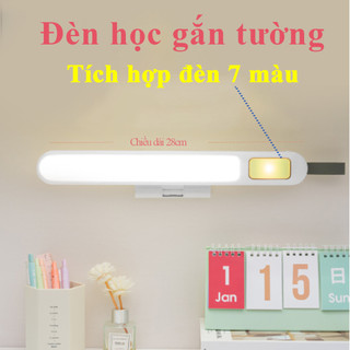 Đèn học gắn tường 28cm tích hợp đèn 7 màu ban đêm, nam châm từ tính,công suất 5w ,ánh sáng 3 màu cảm ứng chạm và remote