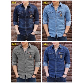 Áo Sơ Mi Nam Jean - Denim 2 túi. Áo Jean Nam cao cấp Tay dài, cổ bẻ. Sơ mi 100% cotton co giãn nhẹ. thấm hút mồ hôi.