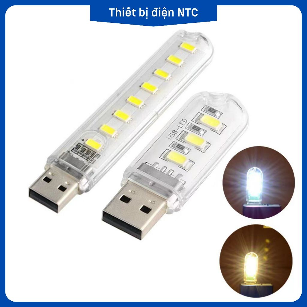 Đèn led USB mini 3, 8, 16, 24 bóng ánh sáng trắng, vàng cắm máy tính laptop, sạc dự phòng, để bàn, đọc sách, đèn ngủ