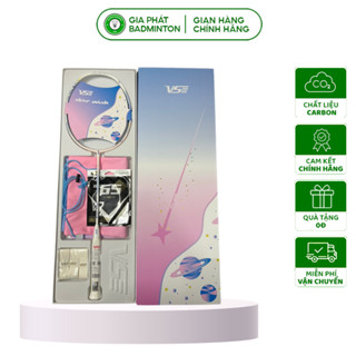 Set Vợt Cầu Lông VS Star Wish Trắng - Hồng New ( căng sẵn )