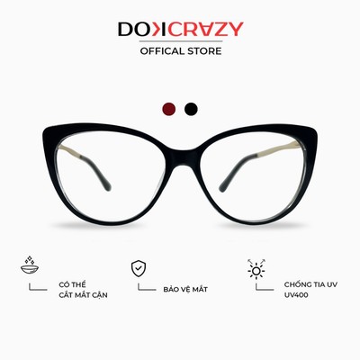 Gọng kính thời trang DOKCRAZY MINDS mắt mèo nữ chống UV400, chống ánh sáng xanh, Hot Trend Hàn Quốc
