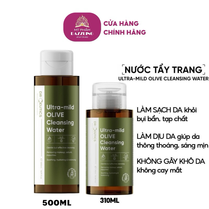 Nước Tẩy Trang Làm Sạch Dịu Nhẹ Drceutics Ultra-Mild Olive Cleansing Water 500ml