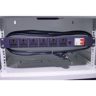 Ổ cắm điện, Thanh Nguồn PDU rack 6 cổng đa năng CB đầu cắm 2 chân chuẩn 19inh