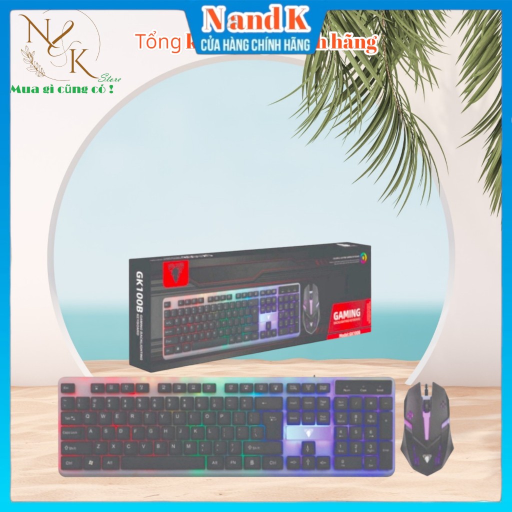 Combo bàn phím Gaming + chuột có dây Jedel GK100B Giả cơ + led  USB