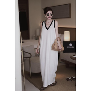 váy cổ V dáng suông dài phối viền su tkcc 𝐜𝐡𝐮𝐚̂̉𝐧 𝐀𝐒𝐇𝐘𝐋𝐄𝐘