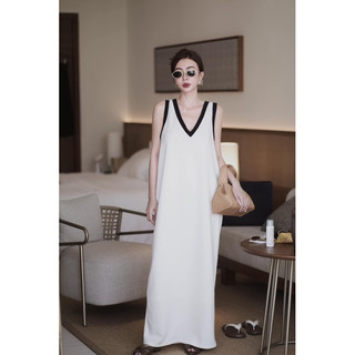 váy cổ V dáng suông dài phối viền su tkcc 𝐜𝐡𝐮𝐚̂̉𝐧 𝐀𝐒𝐇𝐘𝐋𝐄𝐘