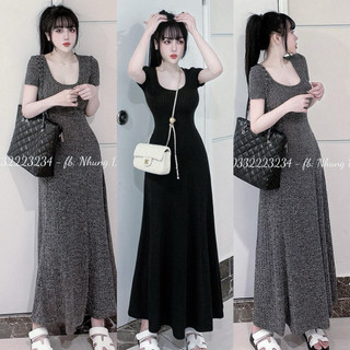Váy Maxi Dáng Xoè Dài Cổ Tròn Rộng