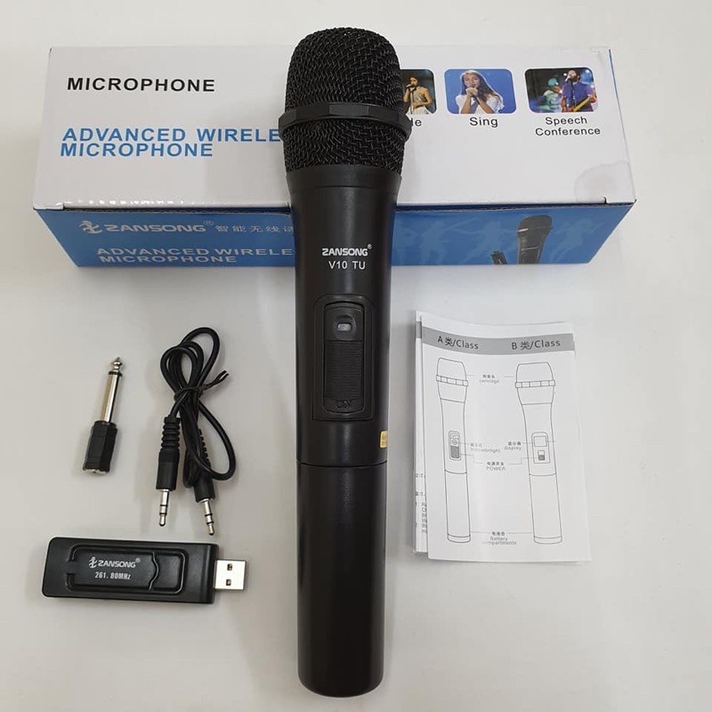 Micro Karaoke không dây đa năng cao cấp UHF V10 - dành cho loa kéo, loa bluetooth, amply hát karaoke