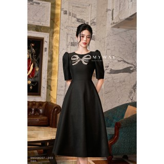 Đầm dự tiệc nữ my way tay lỡ đính nơ sang trọng 9md08207 de0