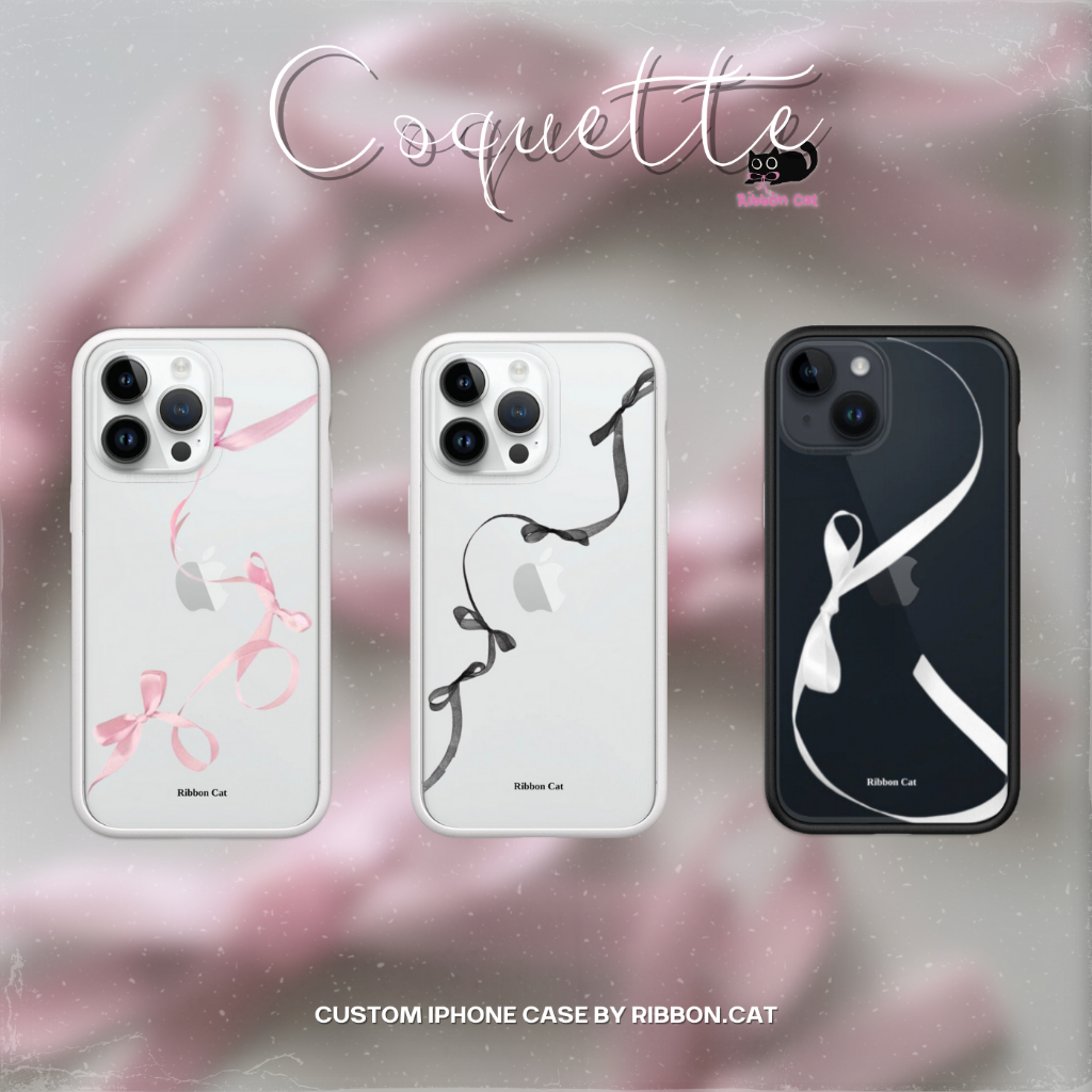 Ốp Iphone nơ coquette ribboncat dễ thương cho máy iphone 6 7 8 Plus X Xr XsM 11 12 13 14 15 ProMax