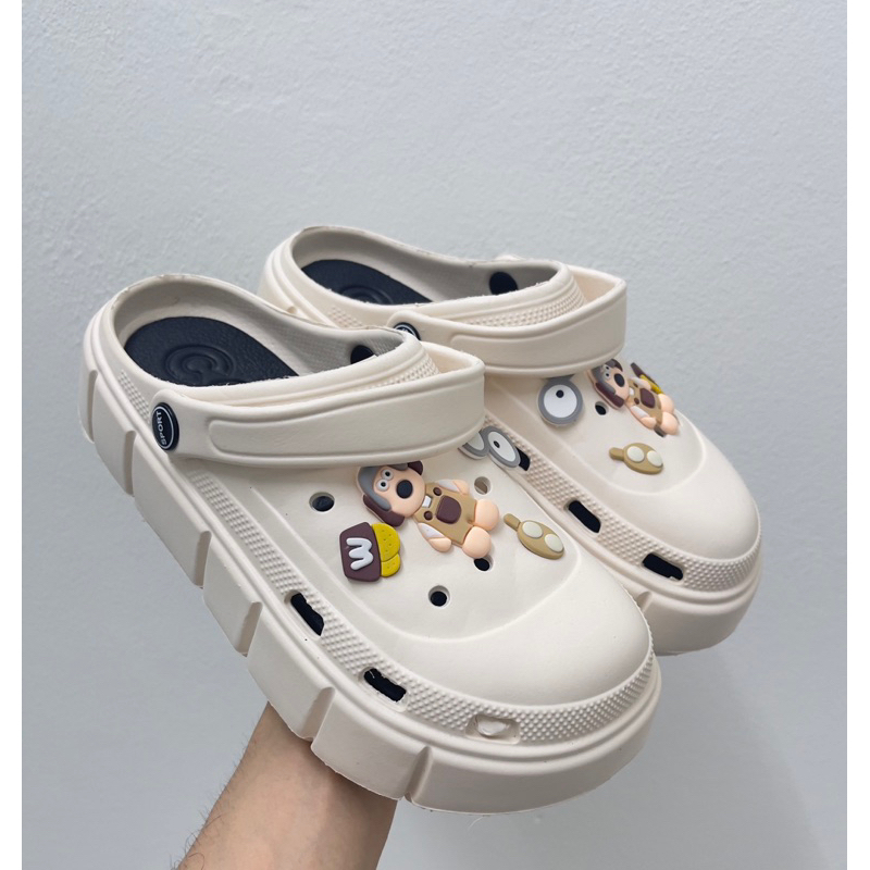 Dép sục cross đôn đế 5cm, sục nữ độn đế stiker tổng hợp (TB 9008)