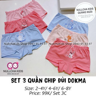 Set 3 Quần chip đùi Dokma cho bé gái 2-12 tuổi