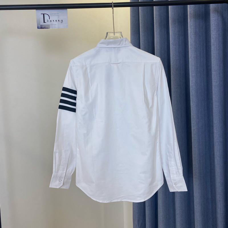 ⚜️ - Sơ Mi Th.0,m 4 Sọc Kẻ Tay Đen Chất Liệu Vải Oxford Dành Cho Cả Nam Và Nữ - Hàng Loại 1 - Dluxury