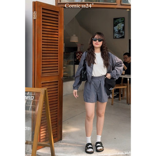 Set áo khoác zipper dù + quần short Comic